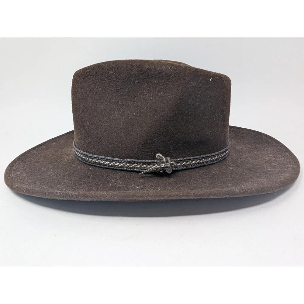 Orvis Hat Cowboy Fitted Mens XL Brown Pheasan Creek Wool Felt Wide Brim Outdoor